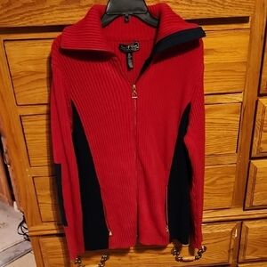 Ralph Lauren Womens Zip Up Cardigan Red and Black